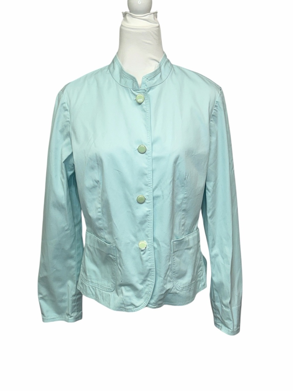 Talbots Aqua Blue Cotton Blend Blazer